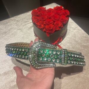 Green and Silver Embellished Belt
